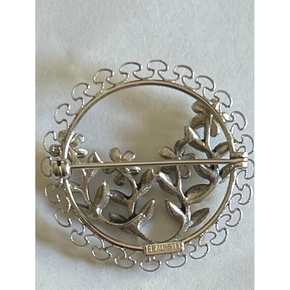 Sweet Vintage Beau Sterling Silver Enamel Forget Me Not Flower Pin Brooch - Picture 5 of 7